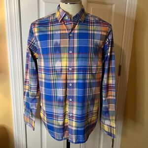 EUC Men's Tommy Bahama Trim Fit Plaid Check Button Down Shirt Size MEDIUM